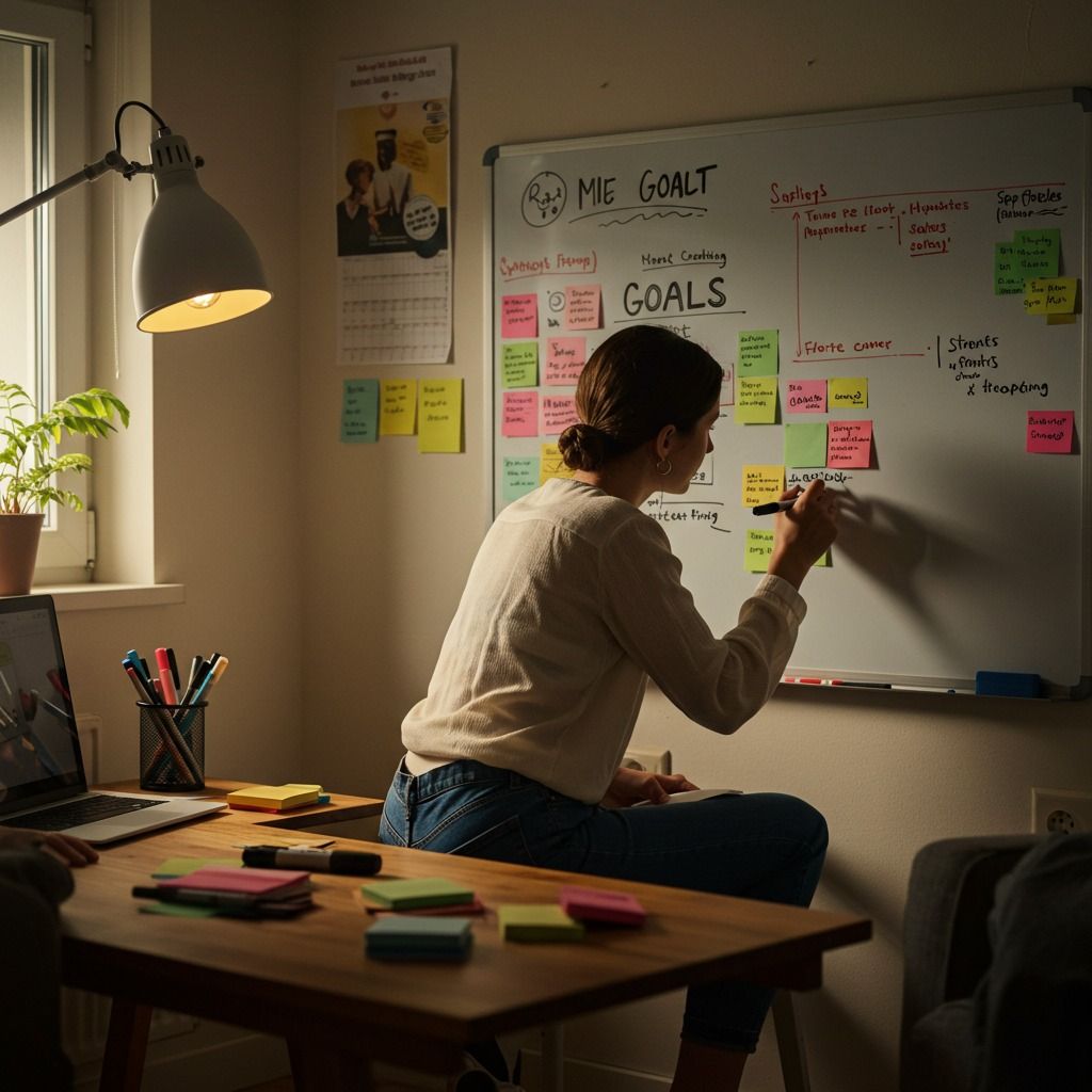 Tummalla taustalla loistoiva käyräviiva ja kolme pistettä