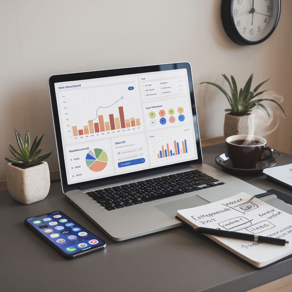 Korteilla jäsennelty päivän ositus vaalealla työtasolla